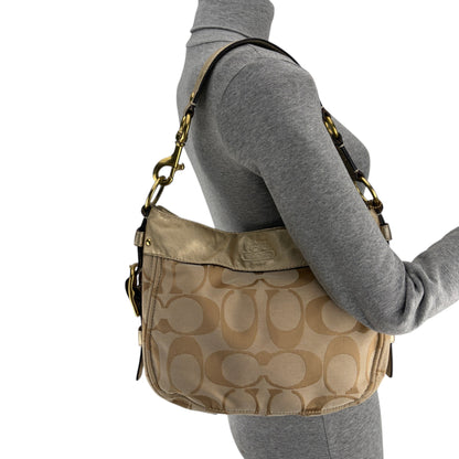 COACH SIGNATURE ZOE GOLD SHOULDER BAG