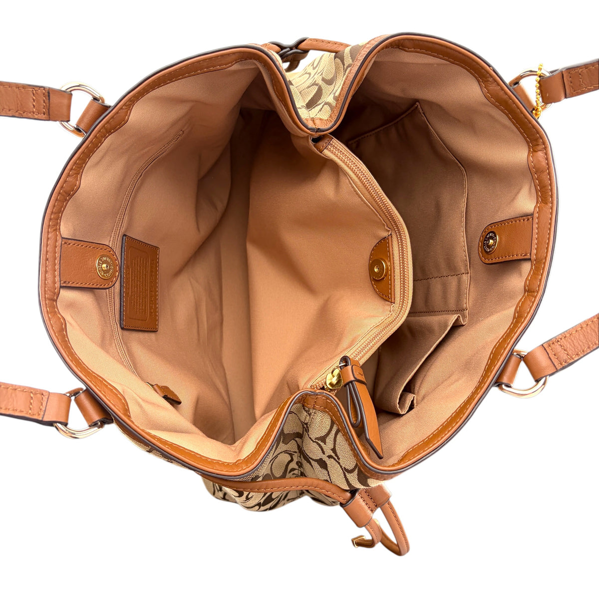 COACH SIGNATURE STRIPE SNAKE DRAWSTRING CARRYALL