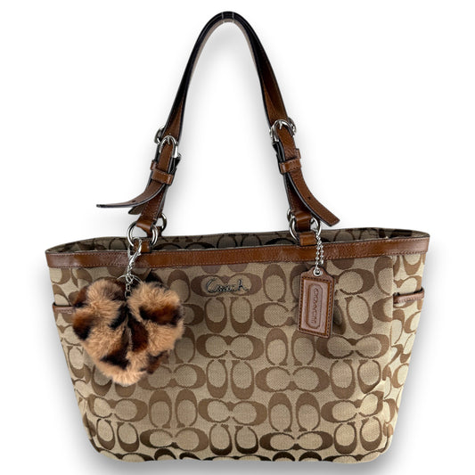 COACH SIGNATURE GALLERY TOTE BAG BROWN TRIM