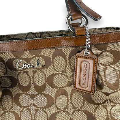 COACH SIGNATURE GALLERY TOTE BAG BROWN TRIM