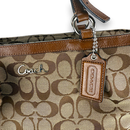 COACH SIGNATURE GALLERY TOTE BAG BROWN TRIM