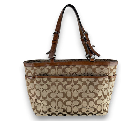 COACH SIGNATURE GALLERY TOTE BAG BROWN TRIM