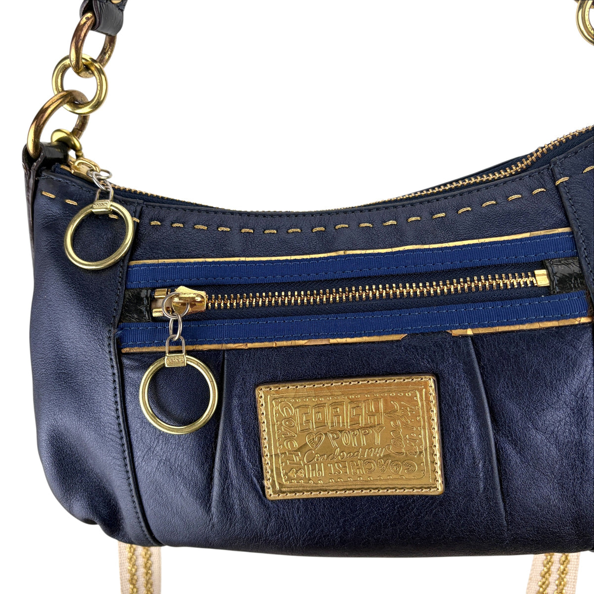 COACH POPPY METALLIC SAPPHIRE LEATHER GROOVY BAG