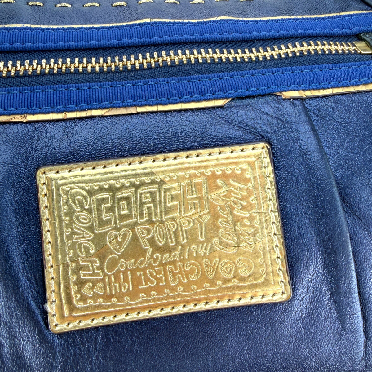 COACH POPPY METALLIC SAPPHIRE LEATHER GROOVY BAG