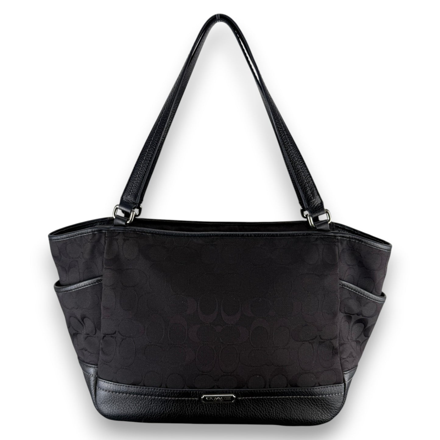 COACH SIGNATURE BLACK SHOPPER BAG
