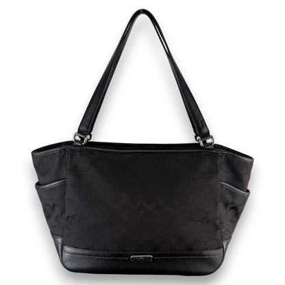 COACH SIGNATURE BLACK SHOPPER BAG