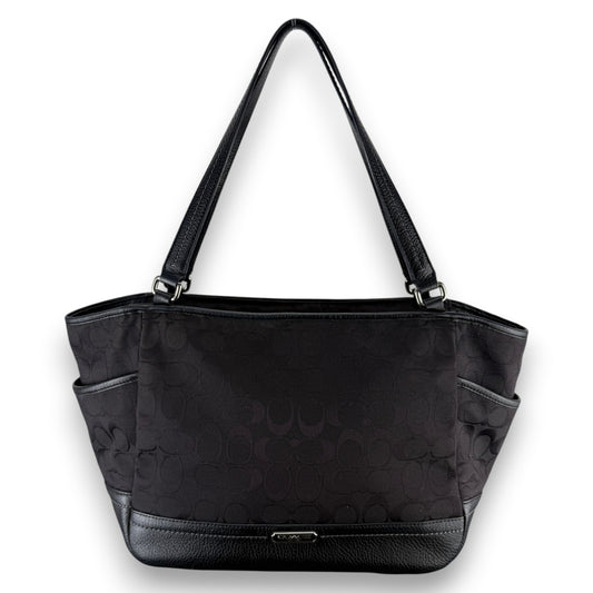 COACH SIGNATURE BLACK SHOPPER BAG