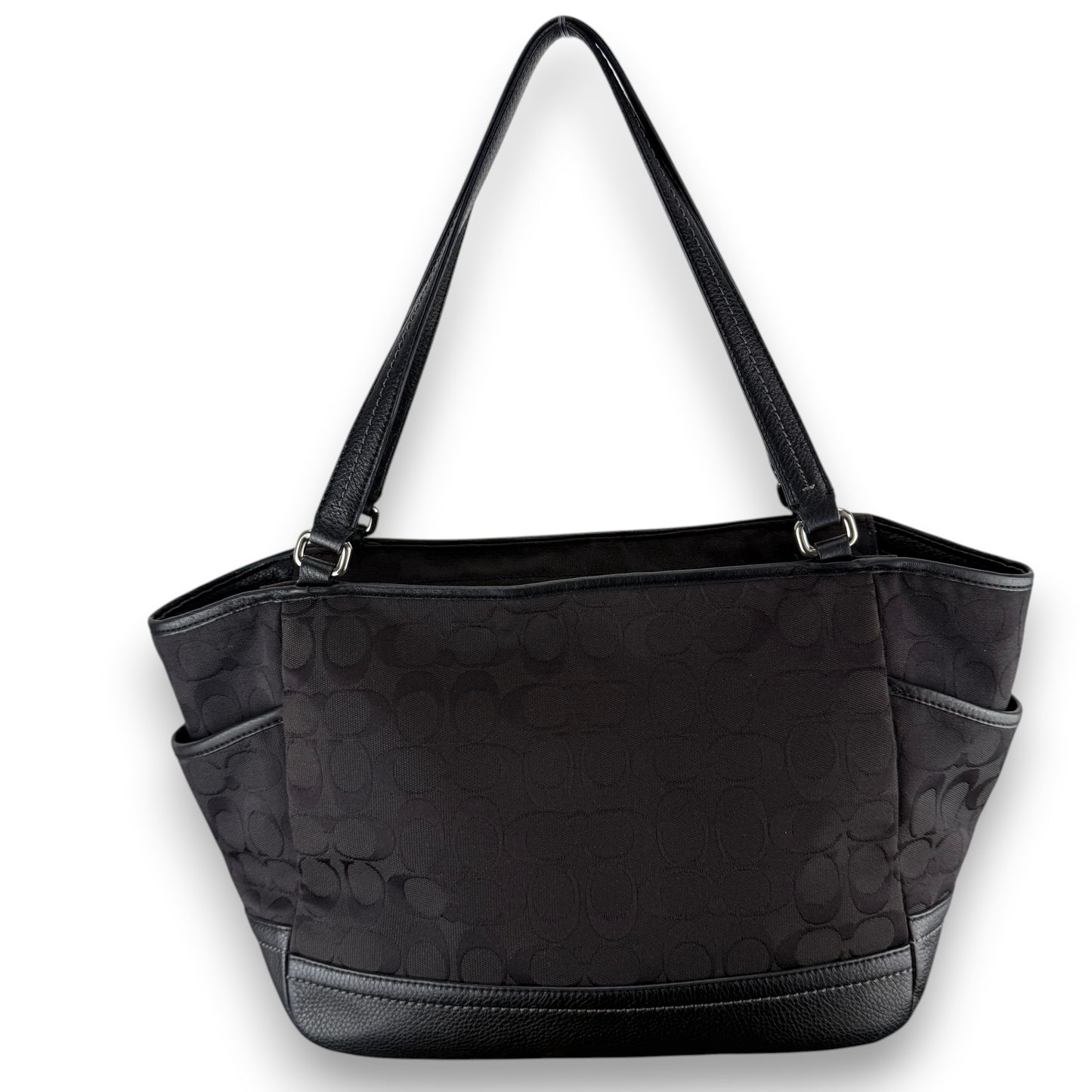 COACH SIGNATURE BLACK SHOPPER BAG