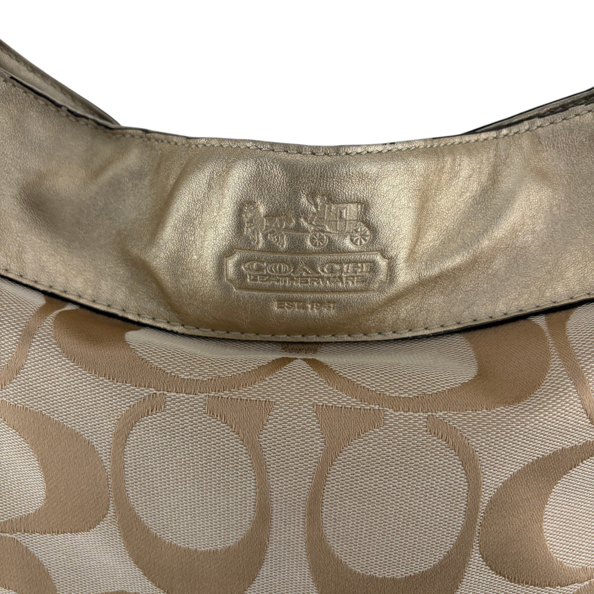 COACH SIGNATURE ZOE GOLD SHOULDER BAG