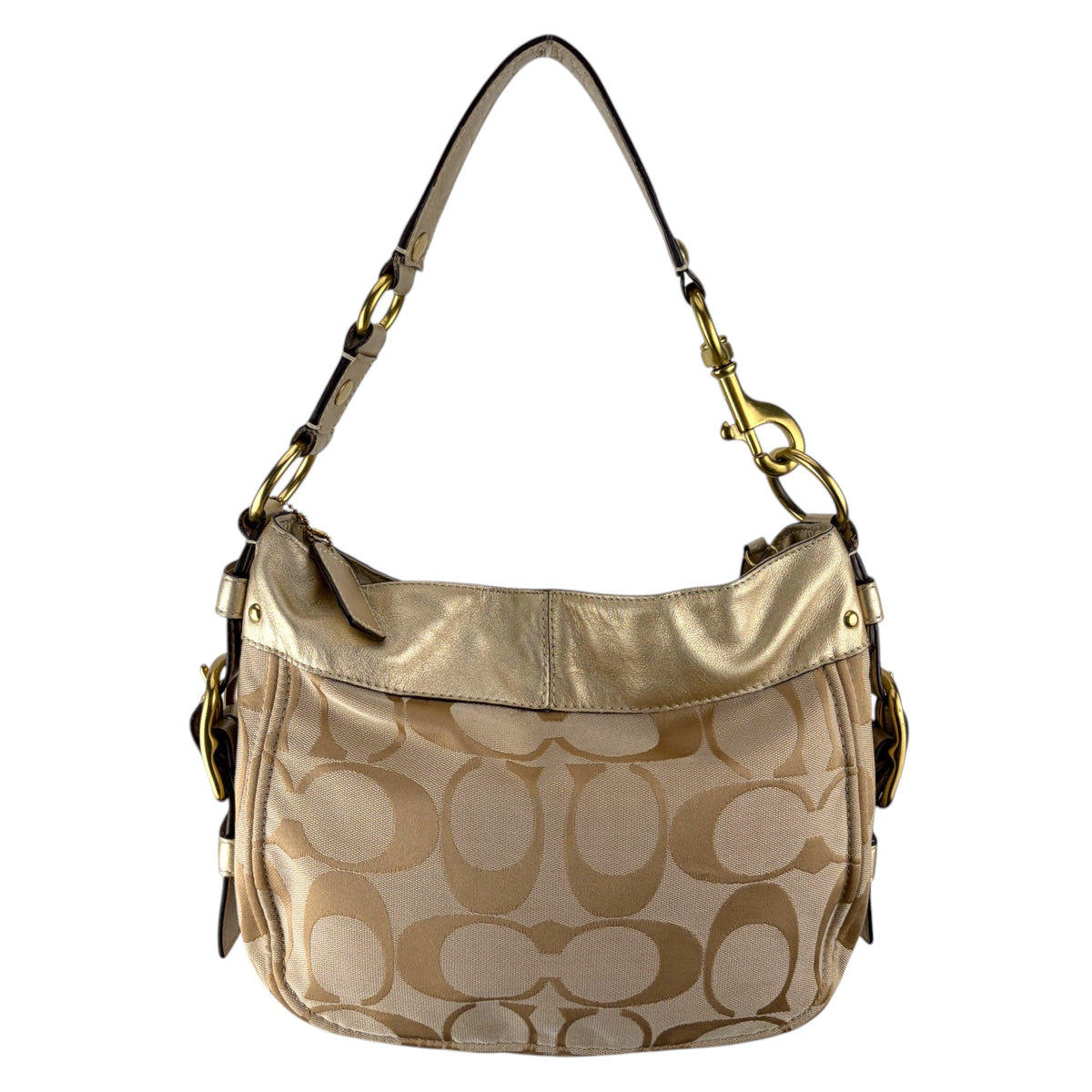 COACH SIGNATURE ZOE GOLD SHOULDER BAG