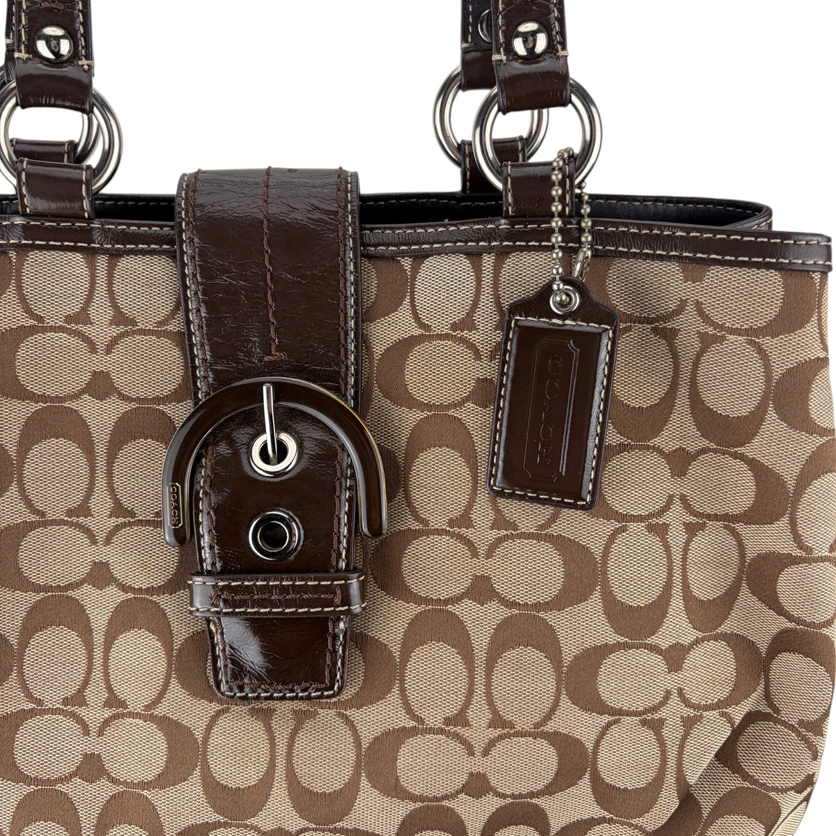 COACH SIGNATURE CANVAS &amp; LEATHER CROSSBODY BAG 