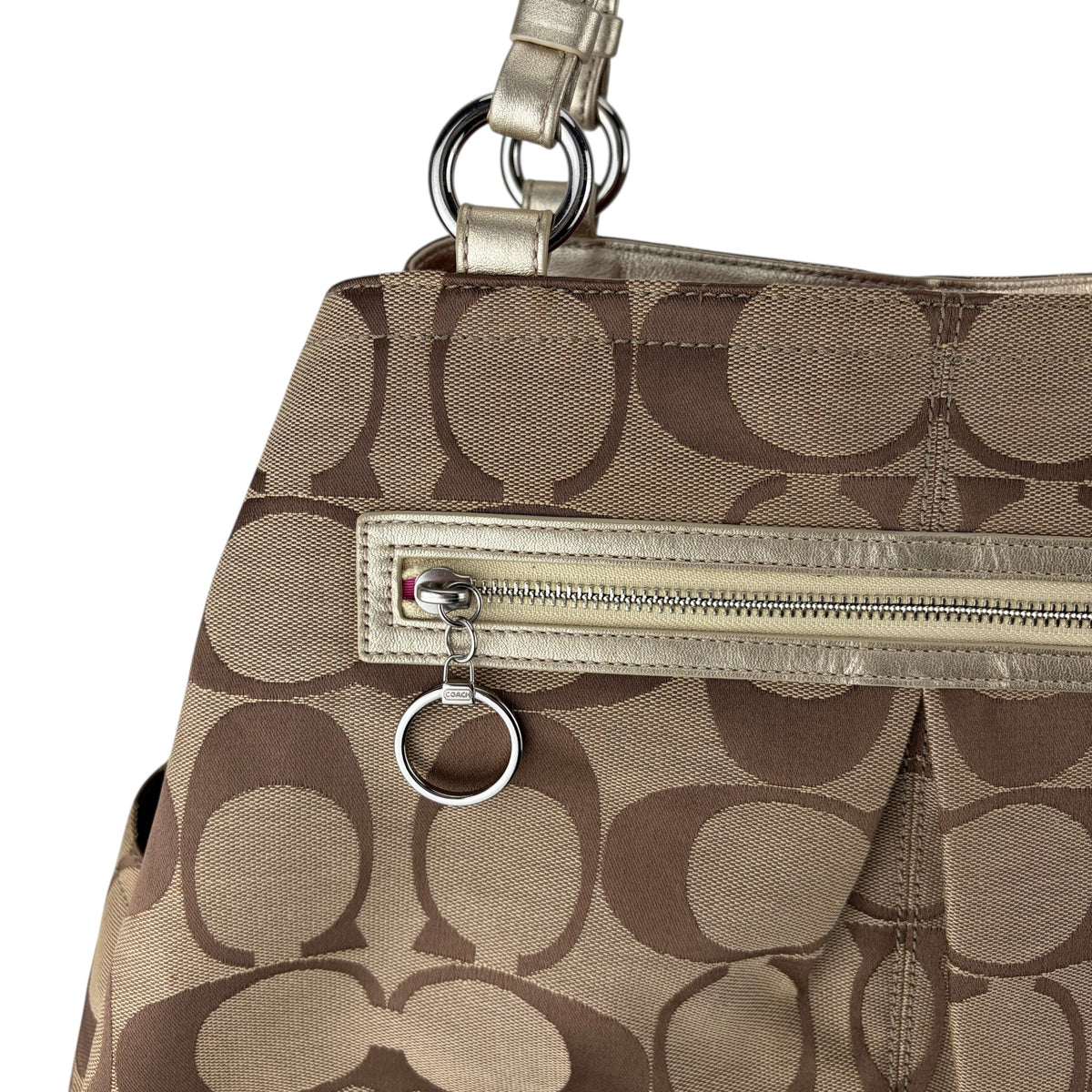COACH SIGNATURE PLEATED GABBY SHOPPER BAG