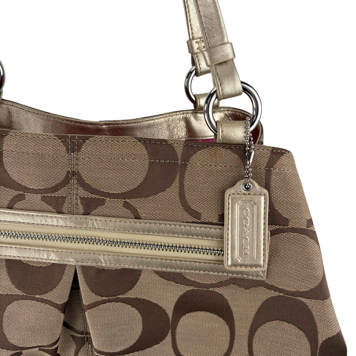 COACH SIGNATURE PLEATED GABBY SHOPPER BAG