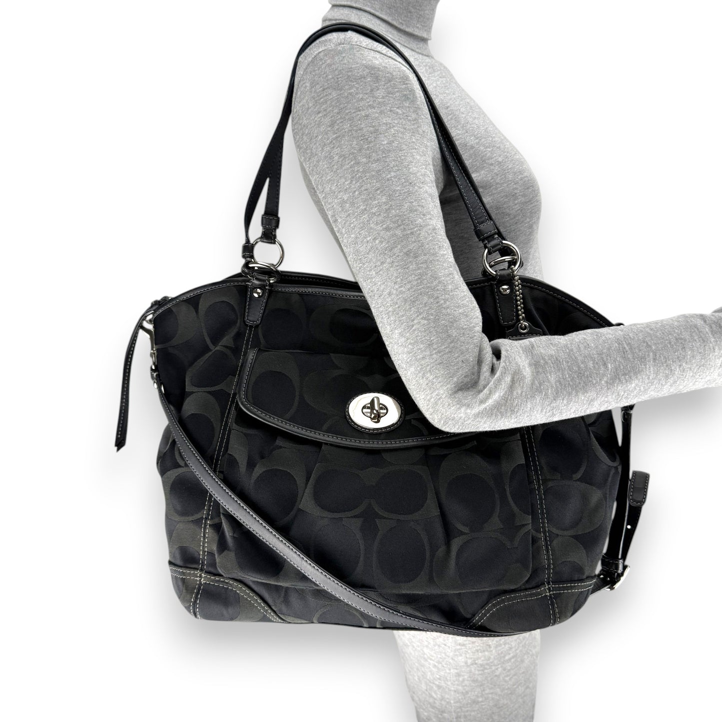 COACH SIGNATURE JACQUARD STRIPE BAG (LARGE) 