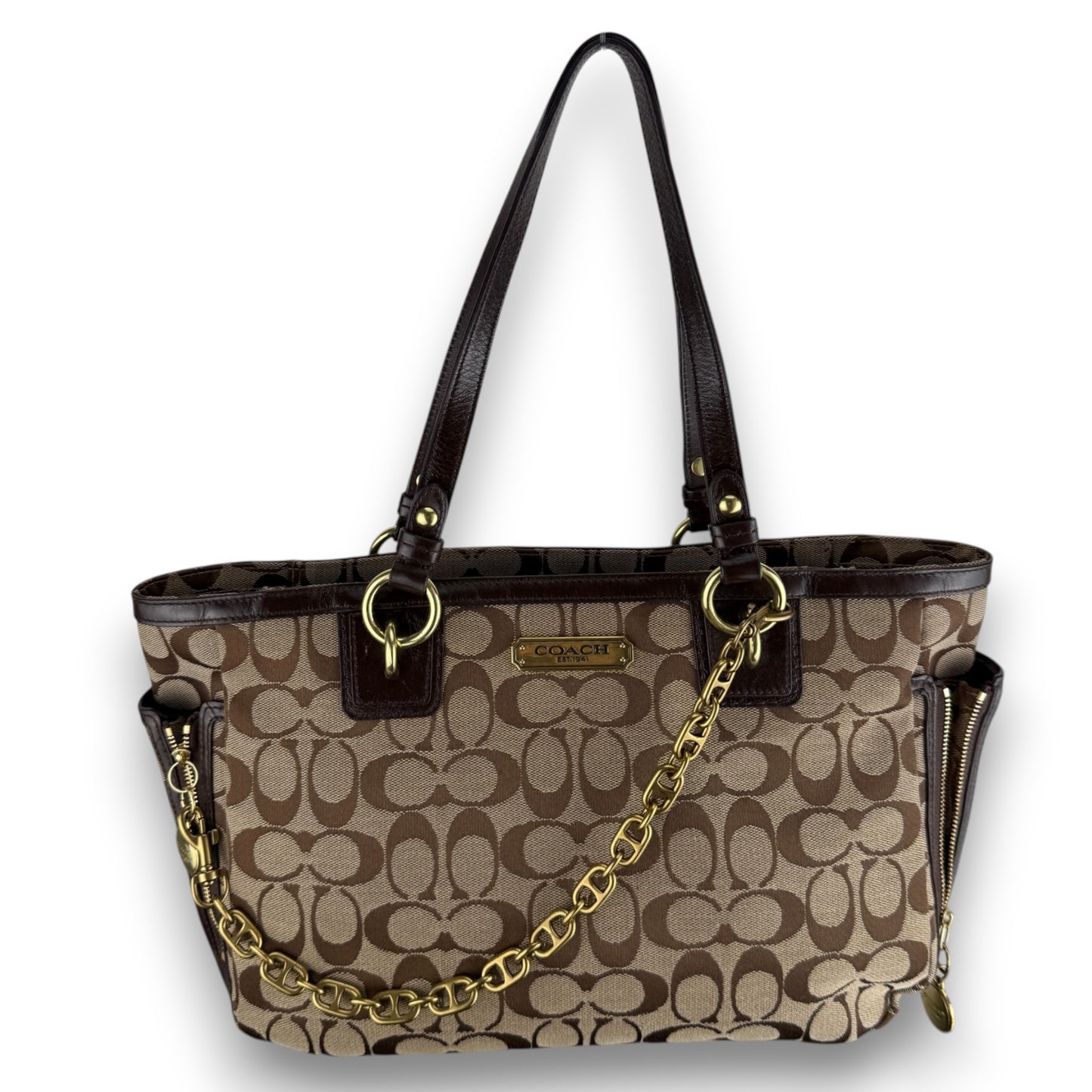 COACH SIGNATURE ZIP GALLERY TOTE BAG