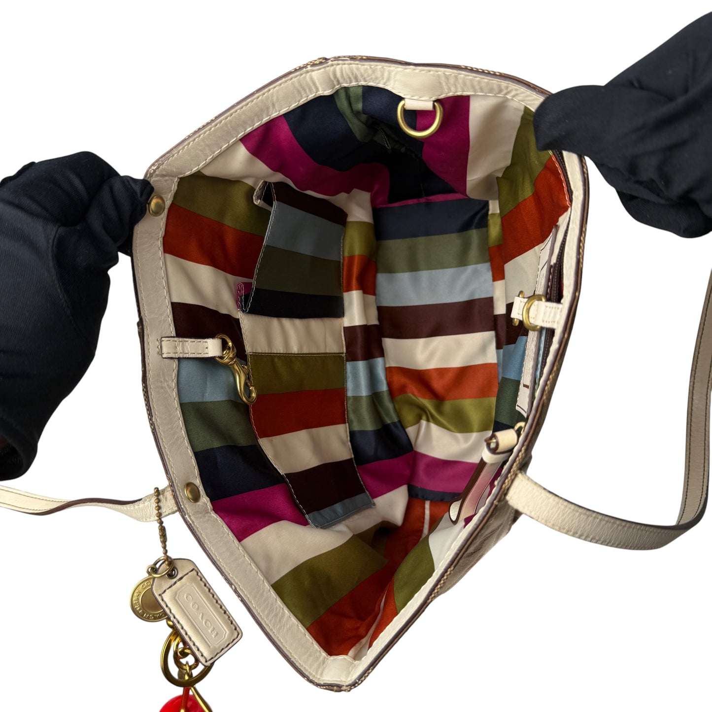 COACH SIGNATURE STRIPE TOTE BAG