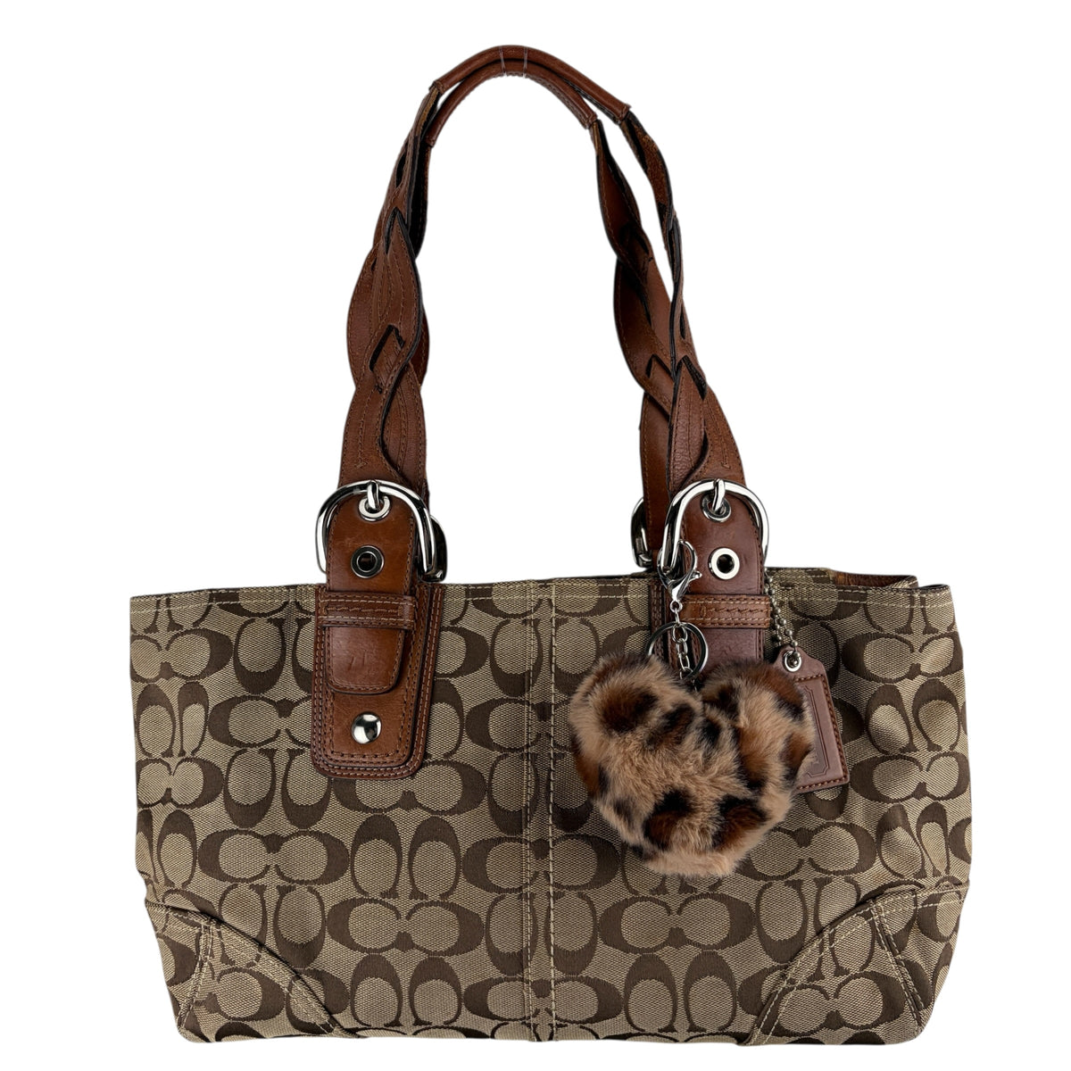 COACH SIGNATURE JACQUARD BRAIDED HANDLE SATCHEL BAG