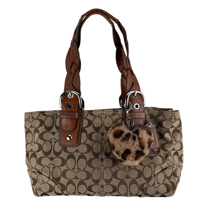 COACH SIGNATURE JACQUARD BRAIDED HANDLE SATCHEL BAG