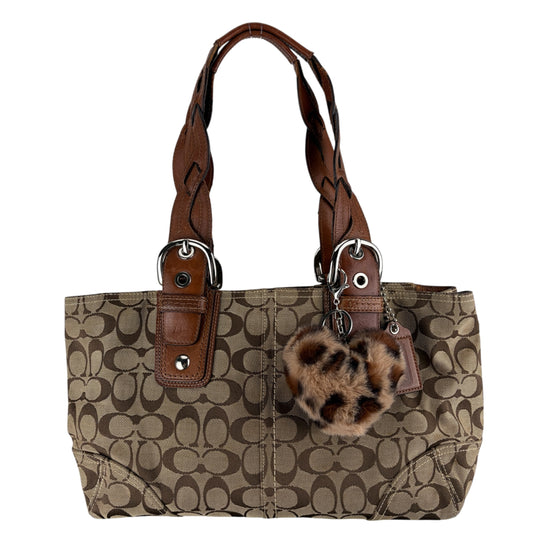 COACH SIGNATURE JACQUARD BRAIDED HANDLE SATCHEL BAG