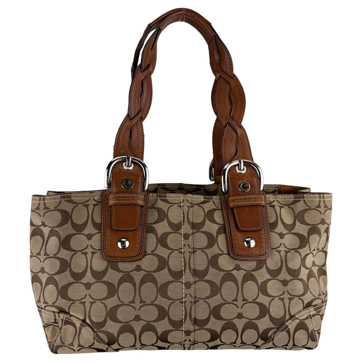 COACH SIGNATURE JACQUARD BRAIDED HANDLE SATCHEL BAG