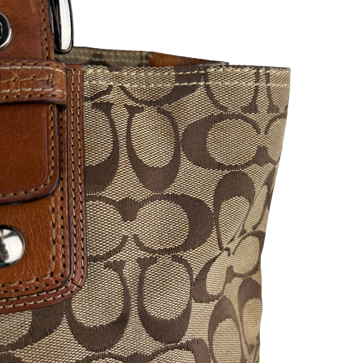 COACH SIGNATURE JACQUARD BRAIDED HANDLE SATCHEL BAG