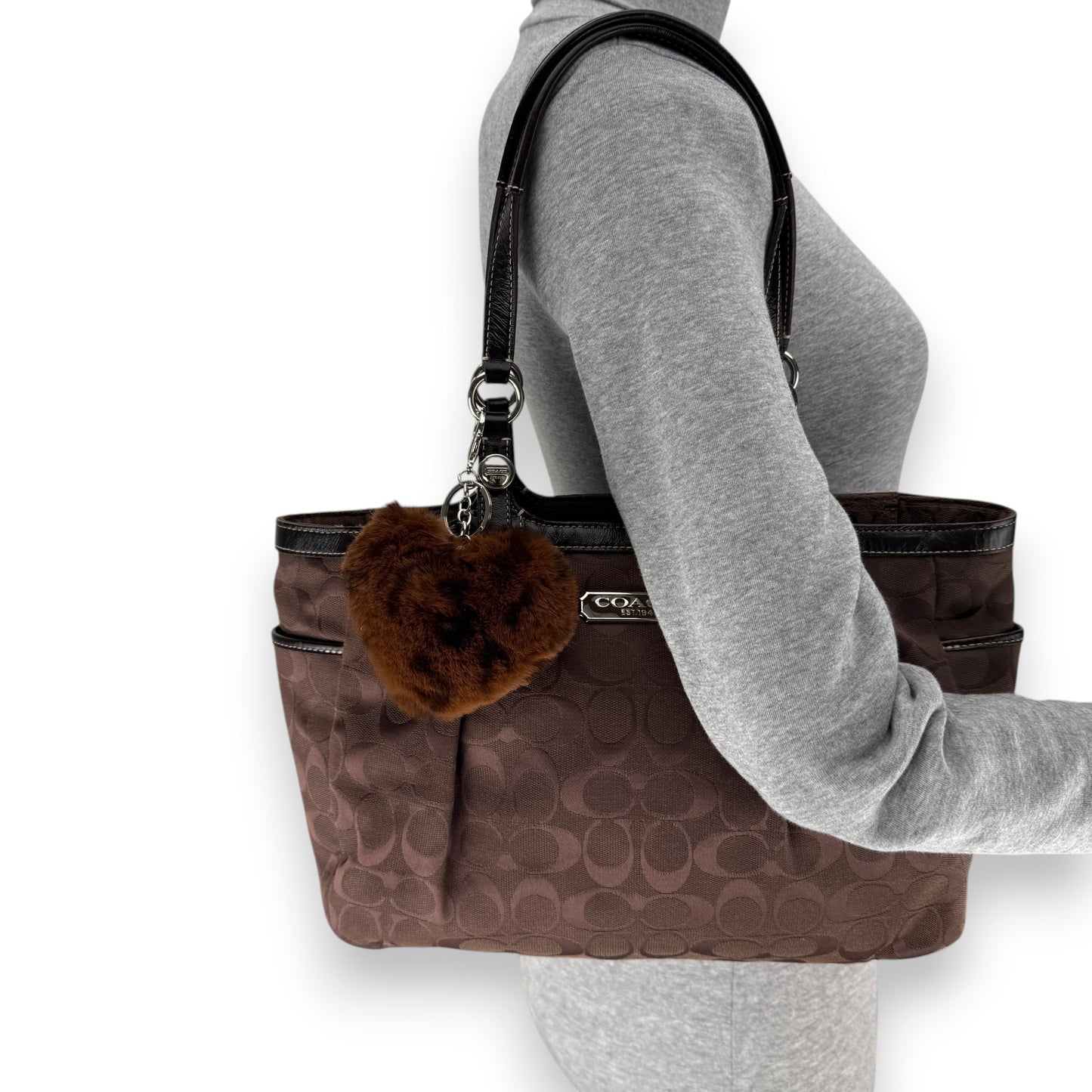COACH SIGNATURE JACQUARD STRIPE BAG (LARGE) 