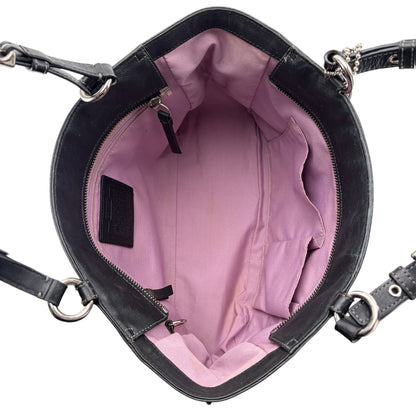 COACH PLEATED GALLERY TOTE BAG BLACK LEATHER