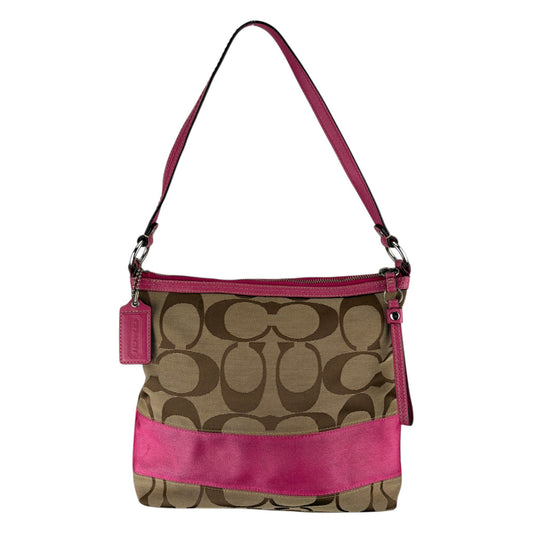 COACH SIGNATURE PINK STRIPE SHOULDER BAG