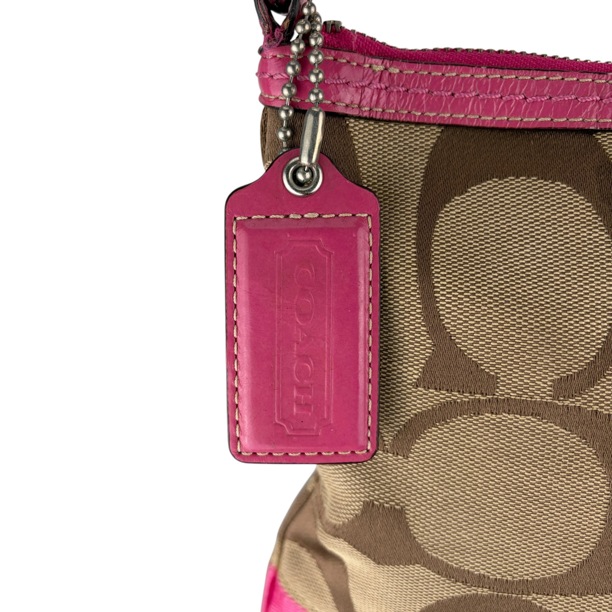 COACH SIGNATURE PINK STRIPE SHOULDER BAG