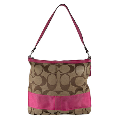 COACH SIGNATURE PINK STRIPE SHOULDER BAG