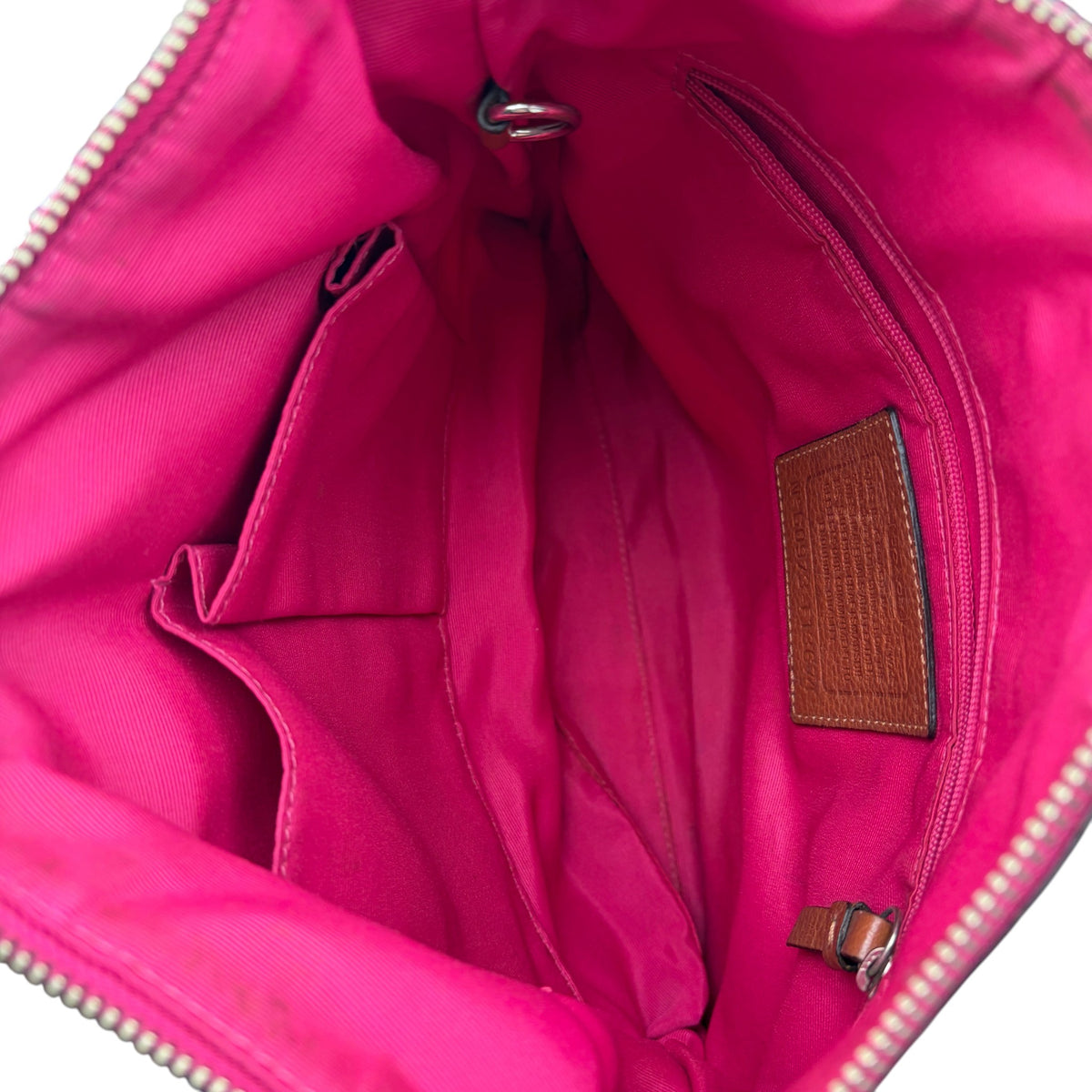 COACH SIGNATURE PINK STRIPE SHOULDER BAG