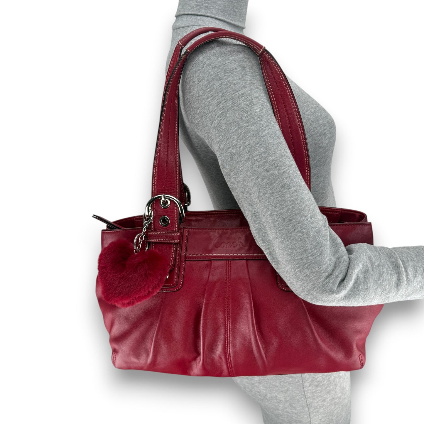 COACH SIGNATURE CANVAS BAG DARK RED 