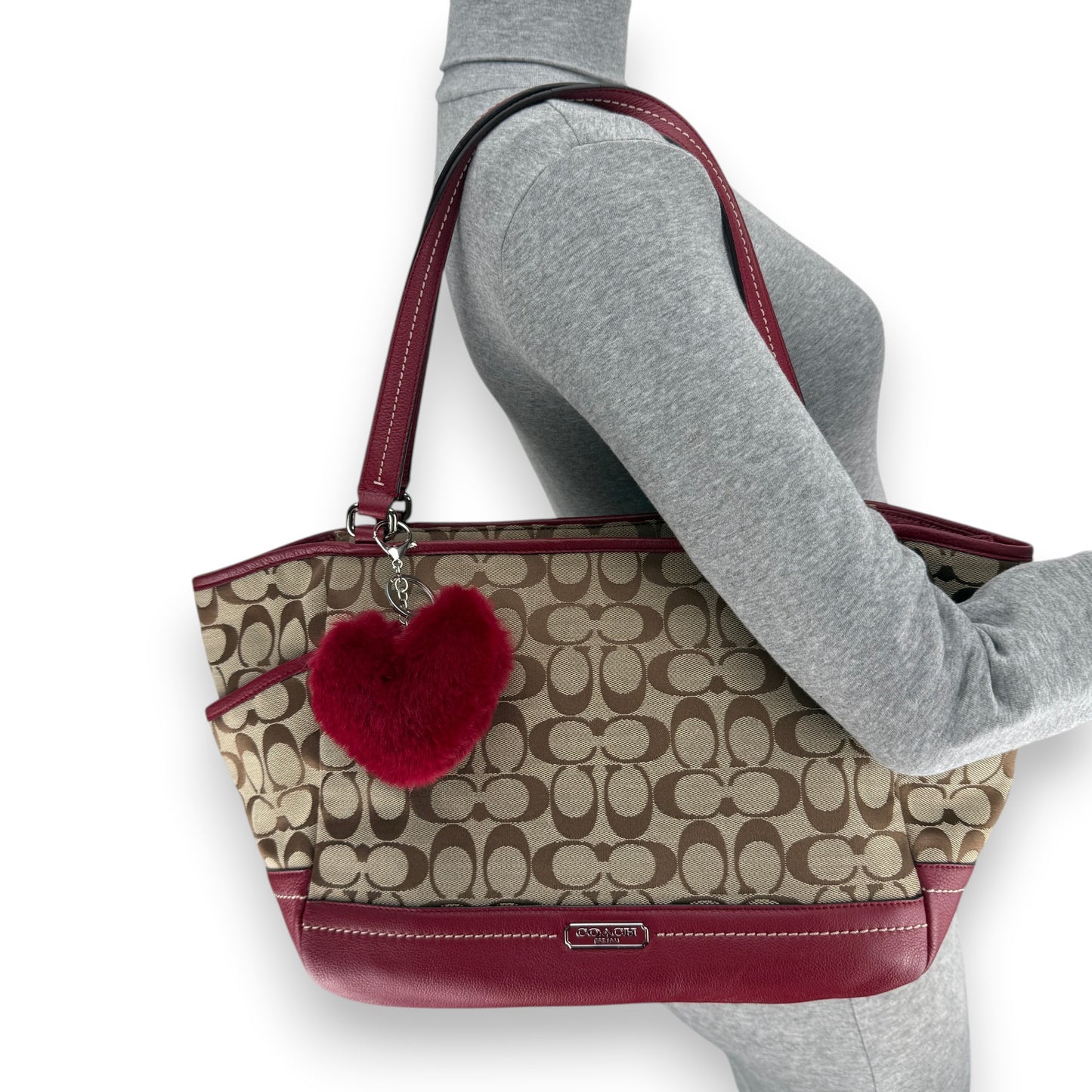 COACH SIGNATURE  SHOPPER BAG RED