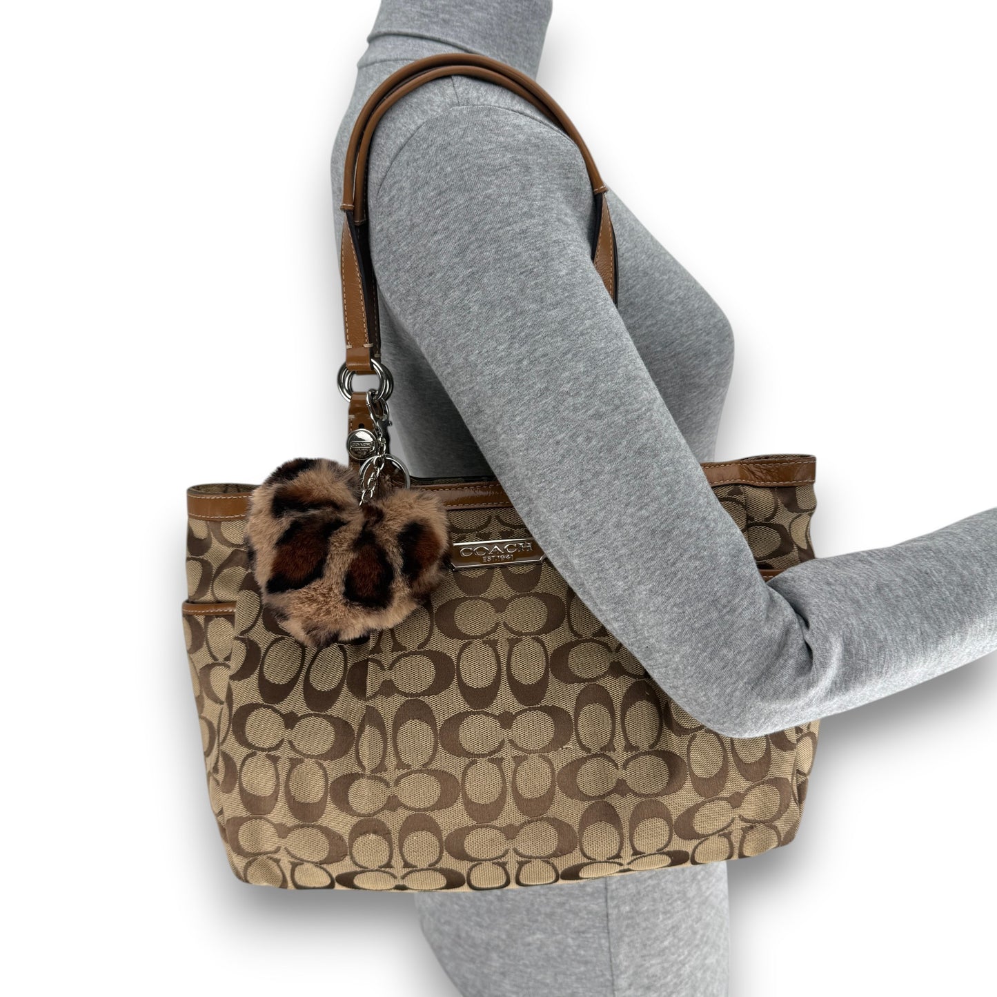 COACH SIGNATURE CANVAS BAG DARK RED 