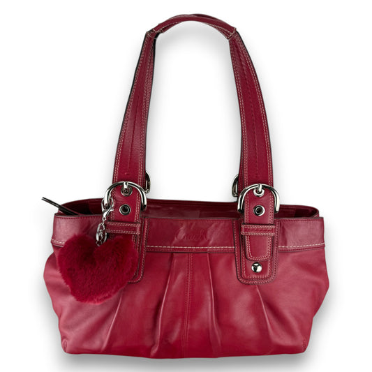 COACH SIGNATURE PLEATED LEATHER TOTE BAG