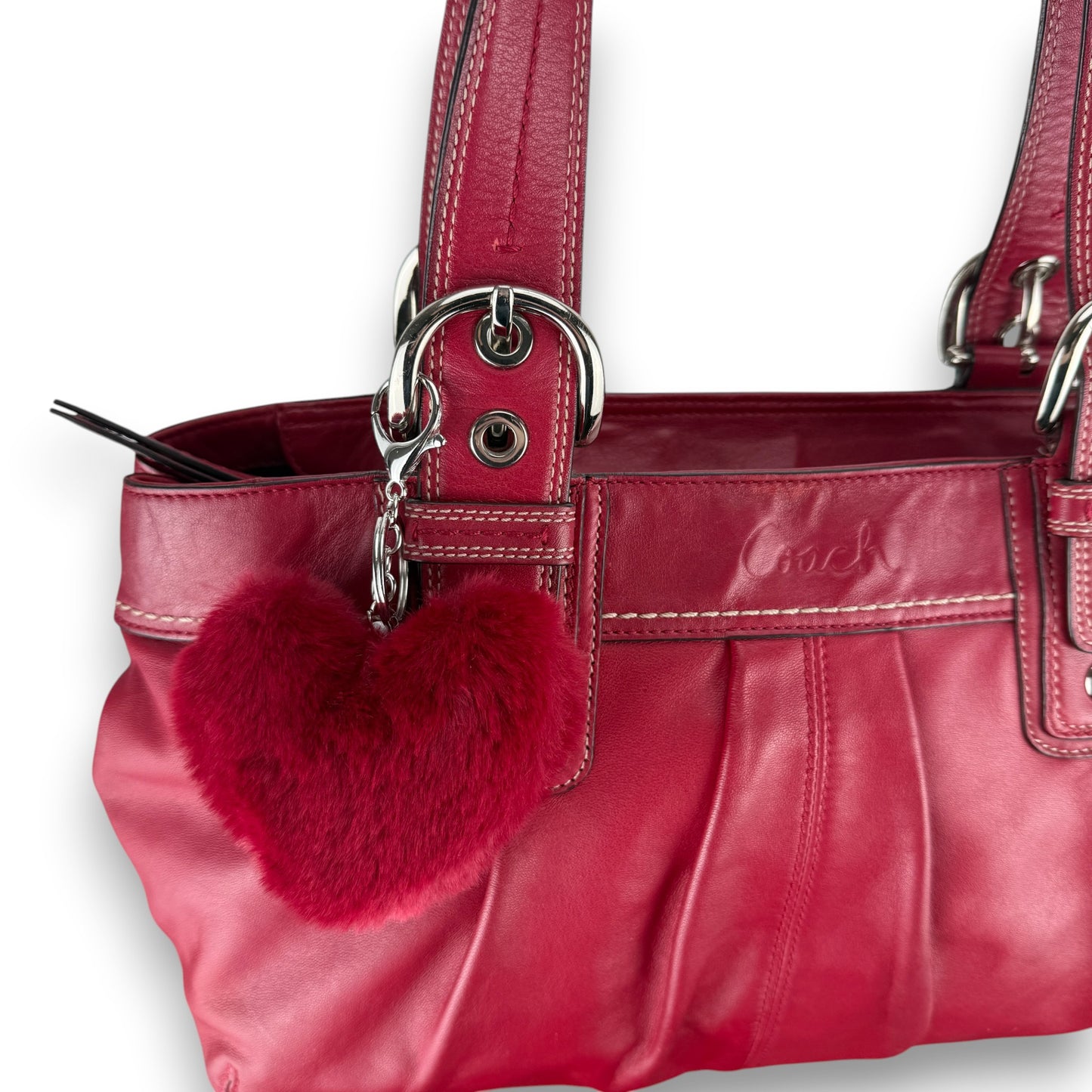 COACH SIGNATURE CANVAS BAG DARK RED 