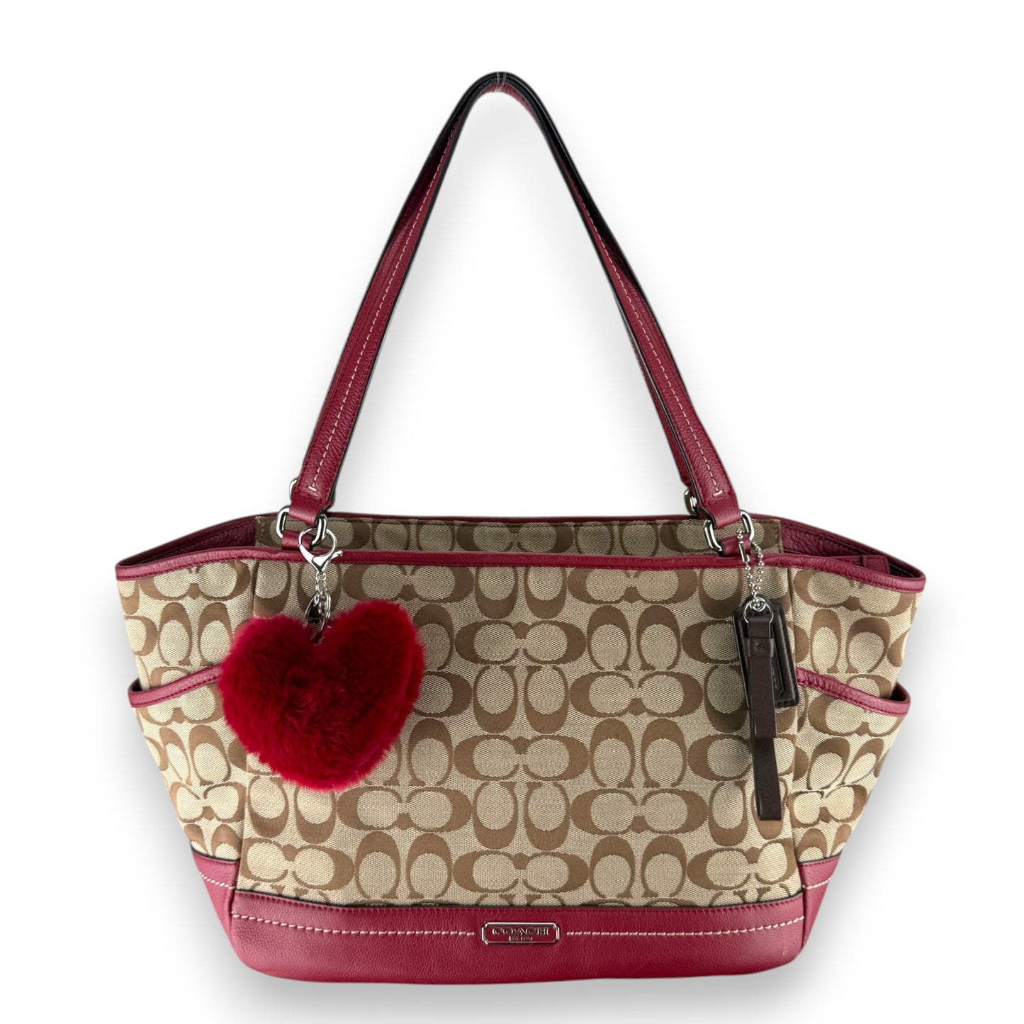 COACH SIGNATURE  SHOPPER BAG RED
