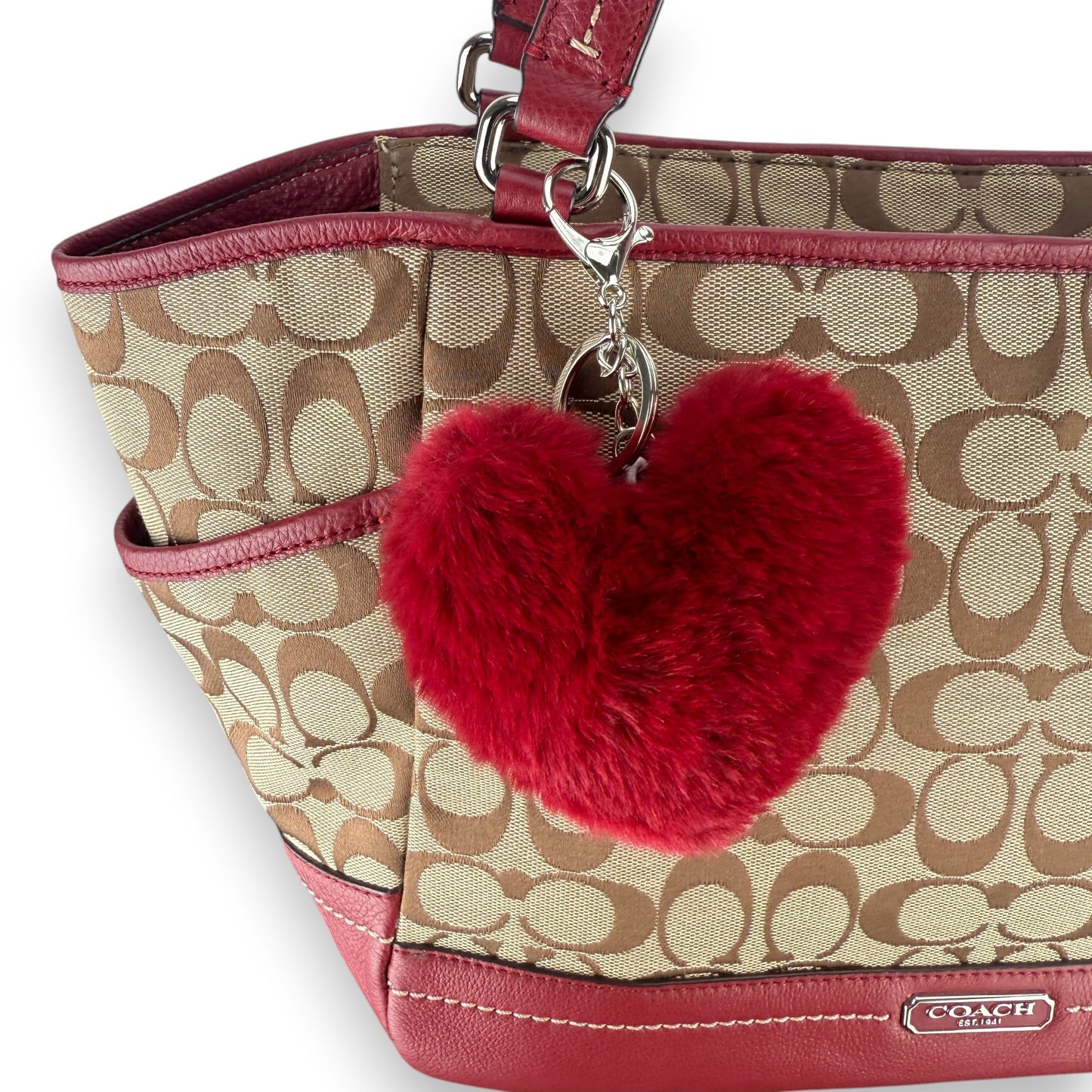 COACH SIGNATURE  SHOPPER BAG RED
