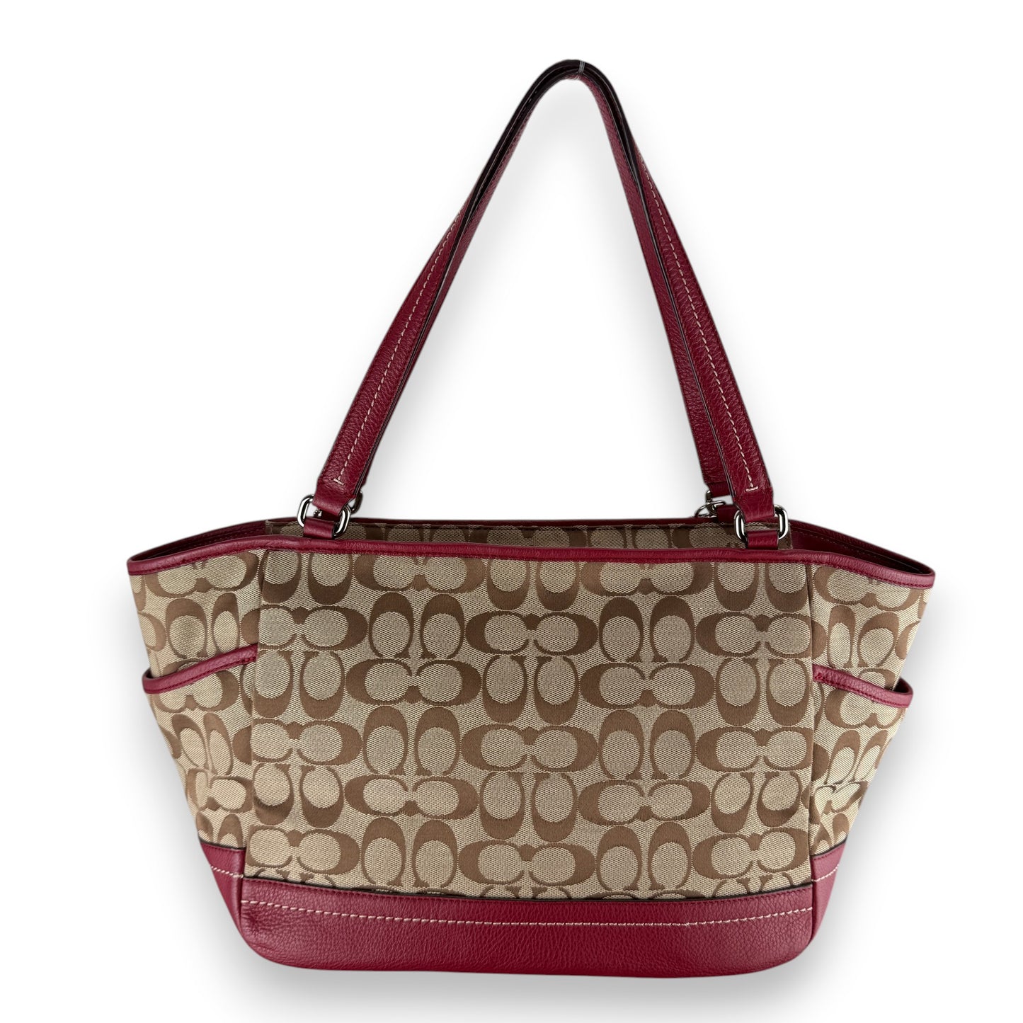 COACH SIGNATURE  SHOPPER BAG RED