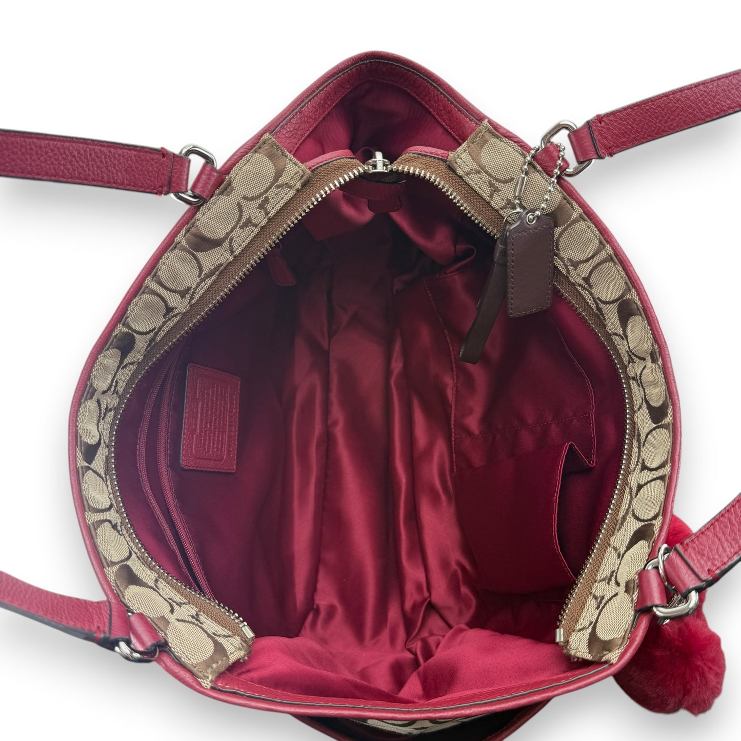 COACH SIGNATURE  SHOPPER BAG RED