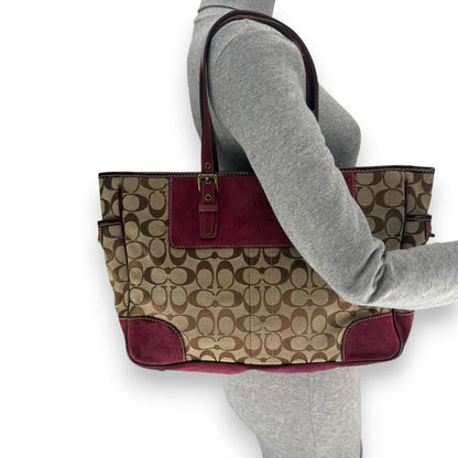 COACH SIGNATURE SUEDE TOTE BAG