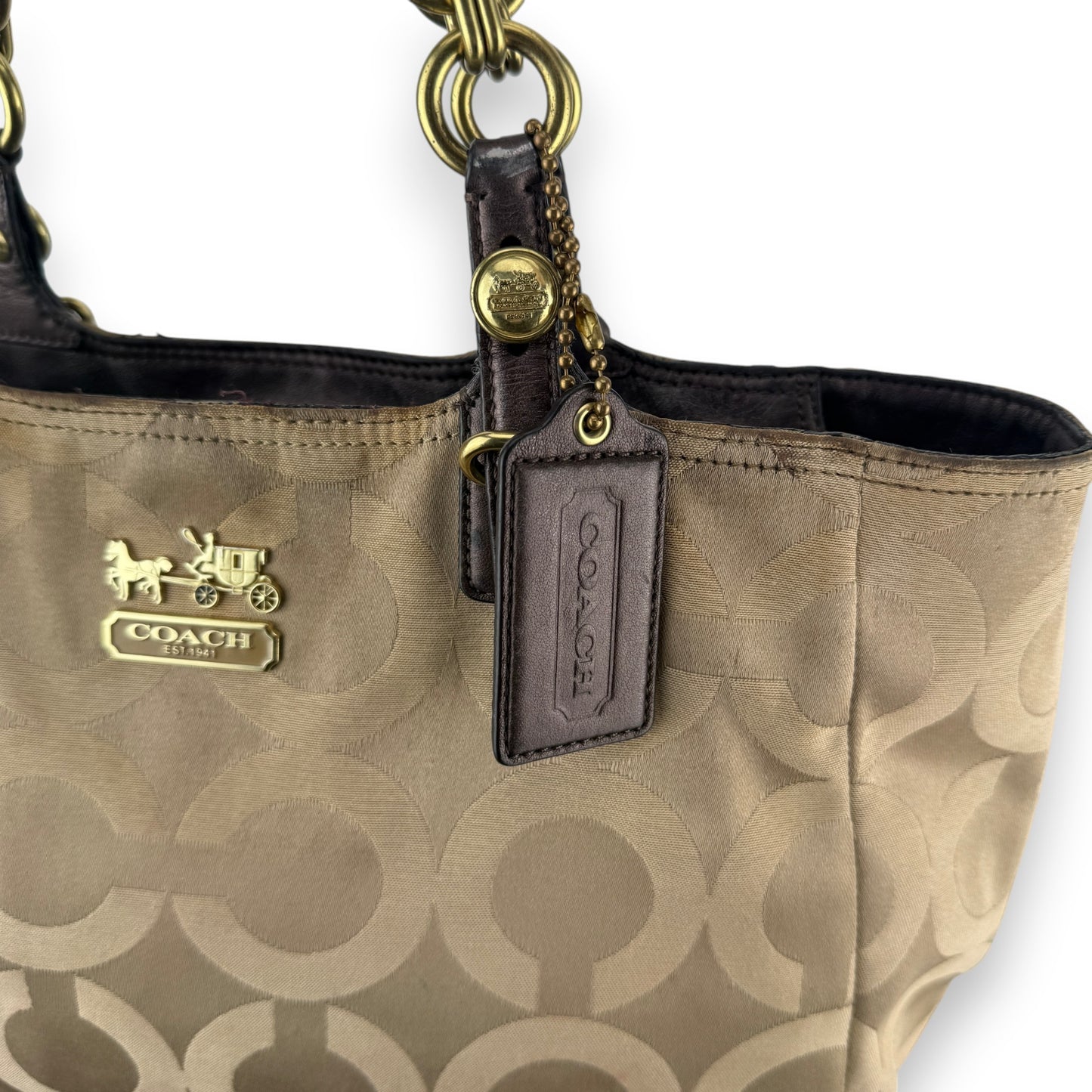 COACH SIGNATURE JACQUARD STRIPE BAG (LARGE) 