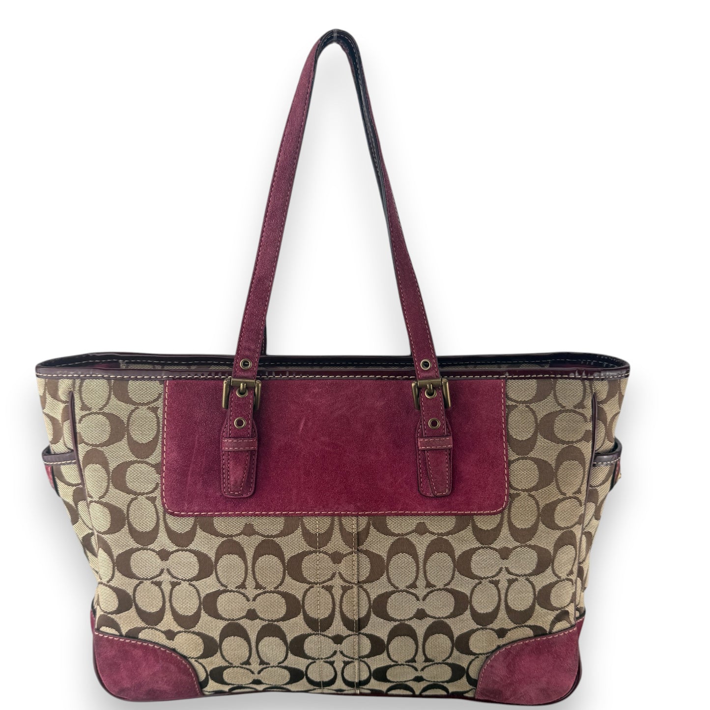 COACH SIGNATURE SUEDE TOTE BAG
