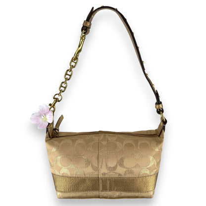 COACH SIGNATURE STRIPE MINI HOBO BAG GOLD