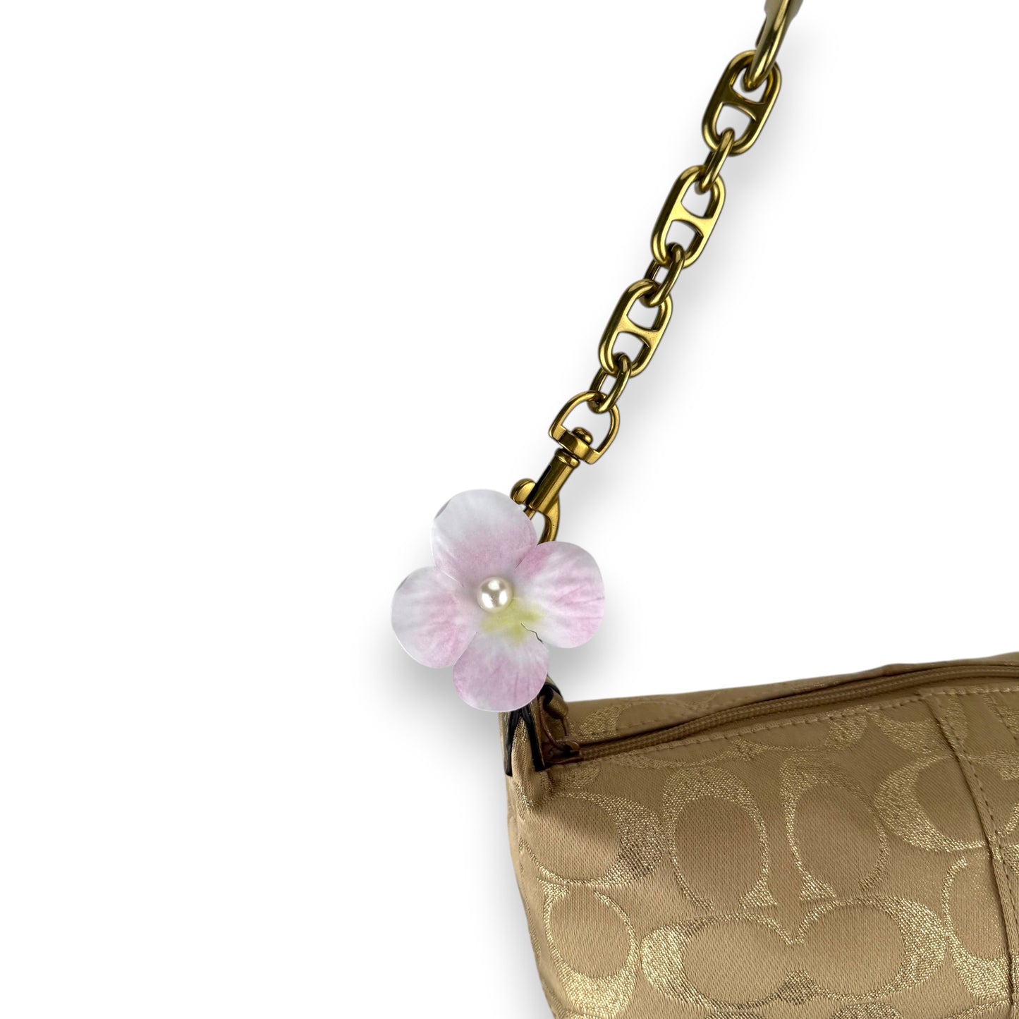 COACH SIGNATURE STRIPE MINI HOBO BAG GOLD