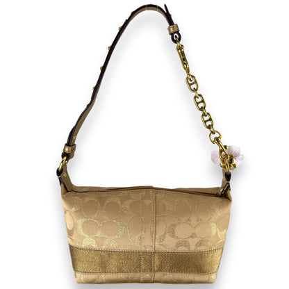 COACH SIGNATURE STRIPE MINI HOBO BAG GOLD