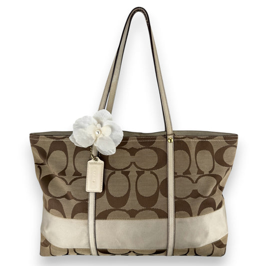 COACH SIGNATURE STRIPE TOTE BAG