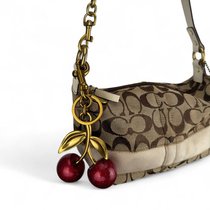 COACH WHITE STRIPE MINI HOBO BAG