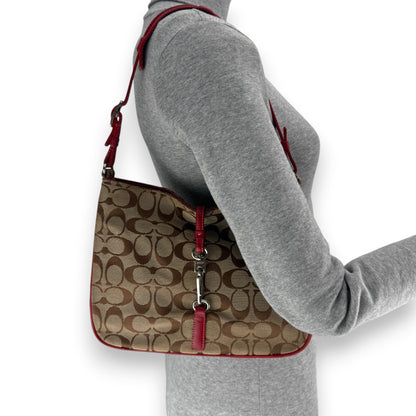COACH SIGNATURE CLIP CANVAS SHOULDER BAG