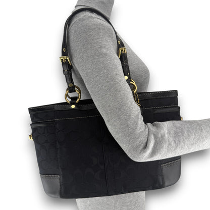 COACH SIGNATURE GALLERY TOTE BAG BLACK